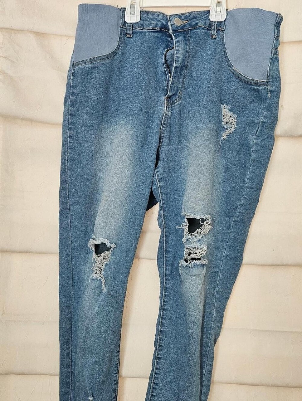 Blue Maternity Distressed Skinny Jeans